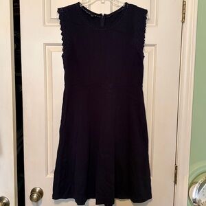Talbots Navy Dress with Lace Edging